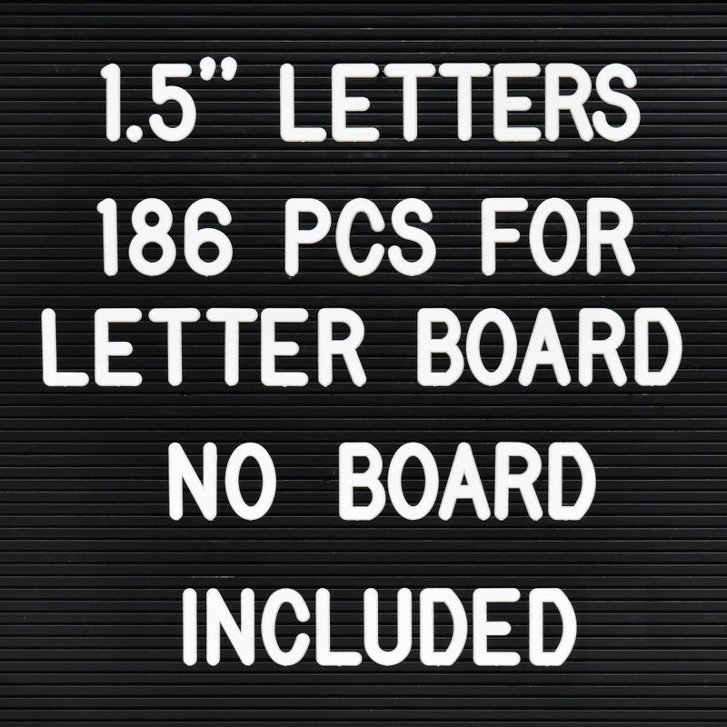 Veskaoty 1.5 Inch Letters (No Board Included),186 Pieces Including Big Characters, Numbers & Symbols for Changeable Felt Message Boards, Letters Only (White) - Image 1